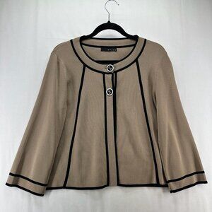 GRACE Sweater Size M Two Button Long Sleeve Blazer Cardigan Rayon Blend Brown
